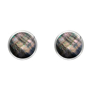 Sterling Silver Dark Mother of Pearl 6mm Classic Medium Round Stud Earrings, E003