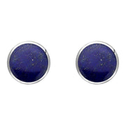 Sterling Silver Lapis Lazuli 8mm Classic Large Round Stud Earrings, E004
