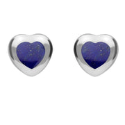 Sterling Silver Lapis Lazuli Framed Heart Stud Earrings. E432.