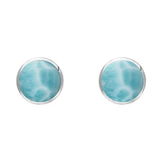 Sterling Silver Larimar 5mm Classic Small Round Stud Earrings, E002