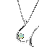 Sterling Silver Opal Love Letters Initial U Necklace, P3468.