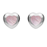 Sterling Silver Pink Mother Of Pearl Framed Heart Stud Earrings