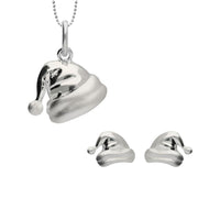 Sterling Silver Santa Hat Two Piece Set, S103.