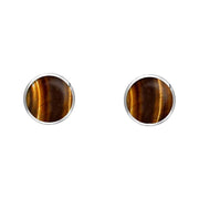 Sterling Silver Tigers Eye 4mm Classic Small Round Stud Earrings, E001