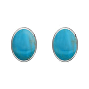 Sterling Silver Turquoise Classic Medium Oval Stud Earrings, E006