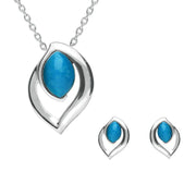 Sterling Silver Turquoise Flame Shaped Two Piece Set