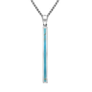 Sterling Silver Turquoise Long Slim Oblong Necklace. P1472.