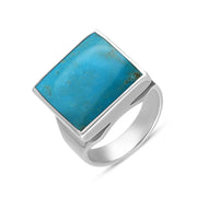 Sterling Silver Turquoise Small Square Ring, R603.