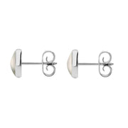 Sterling Silver White Mother of Pearl 6mm Classic Medium Round Stud Earrings, E003