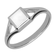 Sterling Silver Bauxite Square Split Shank Ring R063