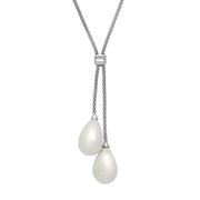 Sterling Silver Bauxite Two Stone Drop Necklace, N462.