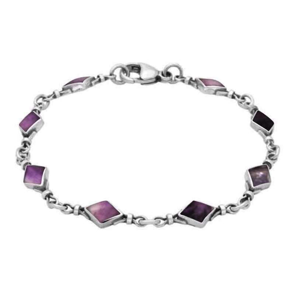 Sterling Silver Blue John Diamond Shaped Bracelet. B186.