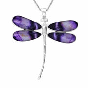 Sterling Silver Blue John Four Stone Large Dragonfly Necklace. P460.