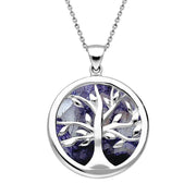 Sterling Silver Blue John Medium Round Tree of Life Necklace P3441