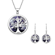 Sterling Silver Blue John Medium Round Tree of Life Two Piece Set S065