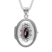 Sterling Silver Blue John Oval Marquise Stone Locket P2620