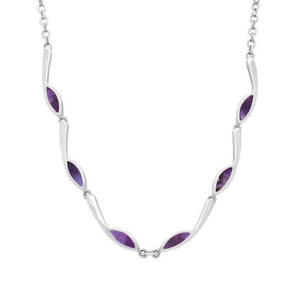 Sterling Silver Blue John Marquise Link Toscana Necklace N614