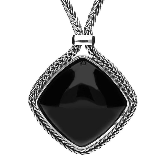 Sterling Silver Foxtail Whitby Jet Cushion Necklace, N961.