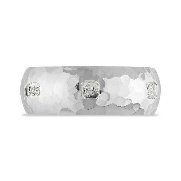 Sterling Silver King's Coronation Hallmark Hammered 8mm Ring D