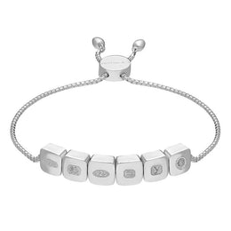 Sterling Silver King's Coronation Hallmark Cushion Disc Adjustable Bracelet