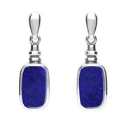 Sterling Silver Lapis Lazuli Oblong Bottle Top Drop Earrings. E055.
