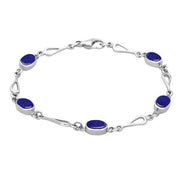 Sterling Silver Lapis Lazuli Oval Spoon Bracelet. B231.