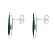 Sterling Silver Malachite Toscana Long Marquise Stud Earrings, E1124
