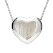 Sterling Silver Mother Of Pearl Framed Heart Necklace. P1554.