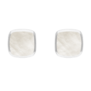 Sterling Silver Mother of Pearl Dinky Cushion Stud Earrings. E335.