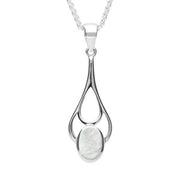 Sterling Silver Mother of Pearl Oval Spoon Necklace. P161.