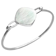 Sterling Silver Mother of Pearl Slim Cushion Bangle. B035.