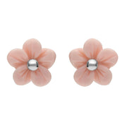 Sterling Silver Pink Conch Pansy Tuberose Stud Earrings, E2152
