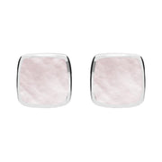 Sterling Silver Pink Mother of Pearl Cushion Stud Earrings. E279.