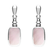 Sterling Silver Pink Mother of Pearl Oblong Bottle Top Drop Earrings. E055.