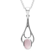 Sterling Silver Pink Mother of Pearl Oval Spoon Necklace. P161.