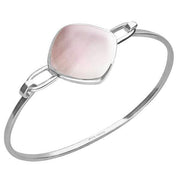 Sterling Silver Pink Mother of Pearl Slim Cushion Bangle. B035.