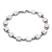 Sterling Silver Pink Mother of Pearl Square Cushion Bracelet. B538.