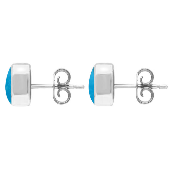 Sterling Silver Turquoise Dinky Cushion Stud Earrings. E335.