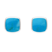 Sterling Silver Turquoise Dinky Cushion Stud Earrings. E335.