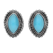 Sterling Silver Turquoise Foxtail Small Marquise Stud Earrings E1844