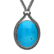 Sterling Silver Turquoise Foxtail Small Oval Necklace N749