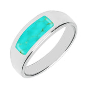 Sterling Silver Turquoise Inlay Band Ring R003