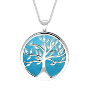 Sterling Silver Turquoise Large Round Tree of Life Necklace P3418