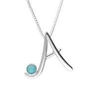 Sterling Silver Turquoise Love Letters Initial A Necklace P3448C