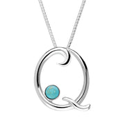 Sterling Silver Turquoise Love Letters Initial Q Necklace P3464C