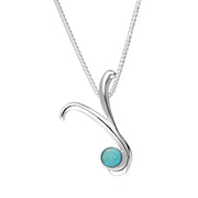 Sterling Silver Turquoise Love Letters Initial Y Necklace P3472C