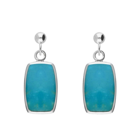 Sterling Silver Turquoise Petite Barrel Drop Earrings. E228.
