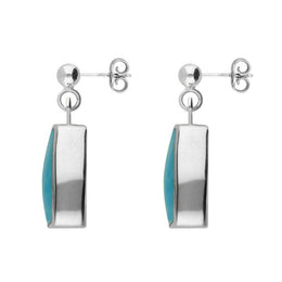Sterling Silver Turquoise Petite Barrel Drop Earrings. E228.