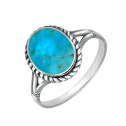 Sterling Silver Turquoise Rope Edge Ring R008