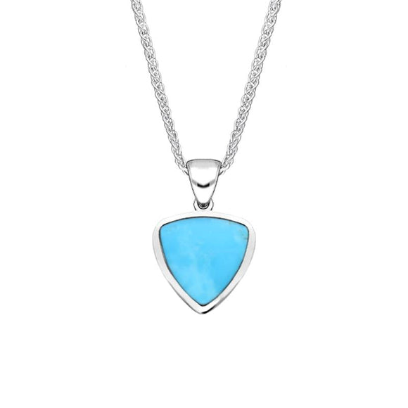 Sterling Silver Turquoise Small Curved Triangle Necklace. P323.